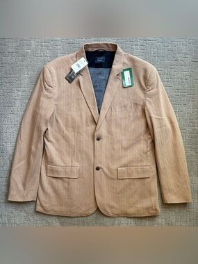 Jachs NY Jones Herringbone Tan Pinstripe Men's Cotton Stretch Blazer